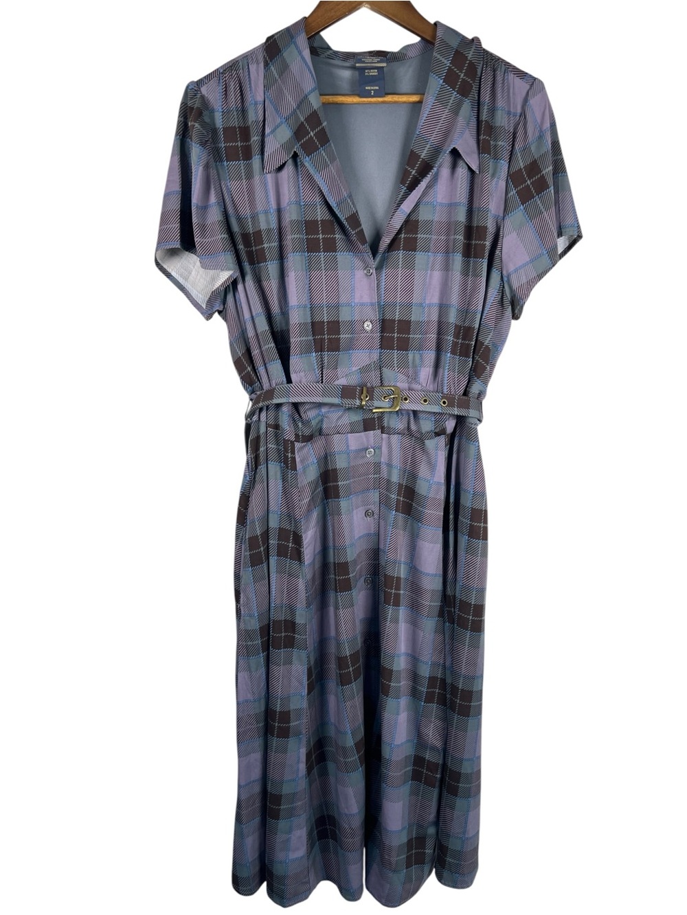 Torrid x Outlander Tartan Plaid Belted Shirt Dress Size 2 Rayon Stretch Fall
